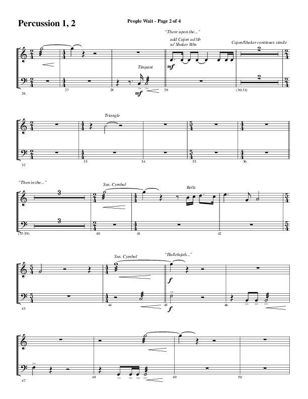 People Wait (Choral Anthem SATB) Percussion 1/2 (Word Music Choral / Arr. Gary Rhodes / Orch. Tim Cates)