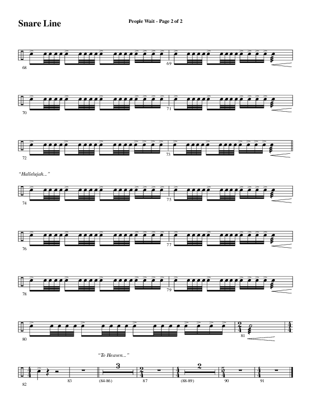 People Wait (Choral Anthem SATB) Snare Drum (Word Music Choral / Arr. Gary Rhodes / Orch. Tim Cates)