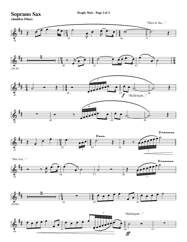 People Wait (Choral Anthem SATB) Soprano Sax (Word Music Choral / Arr. Gary Rhodes / Orch. Tim Cates)