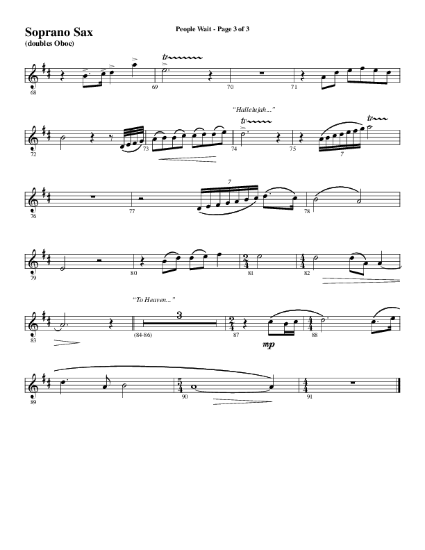 People Wait (Choral Anthem SATB) Soprano Sax (Word Music Choral / Arr. Gary Rhodes / Orch. Tim Cates)
