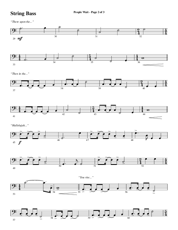 People Wait (Choral Anthem SATB) String Bass (Word Music Choral / Arr. Gary Rhodes / Orch. Tim Cates)