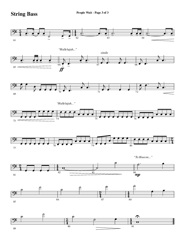 People Wait (Choral Anthem SATB) String Bass (Word Music Choral / Arr. Gary Rhodes / Orch. Tim Cates)