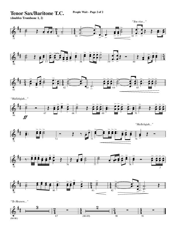 People Wait (Choral Anthem SATB) Tenor Sax/Baritone T.C. (Word Music Choral / Arr. Gary Rhodes / Orch. Tim Cates)