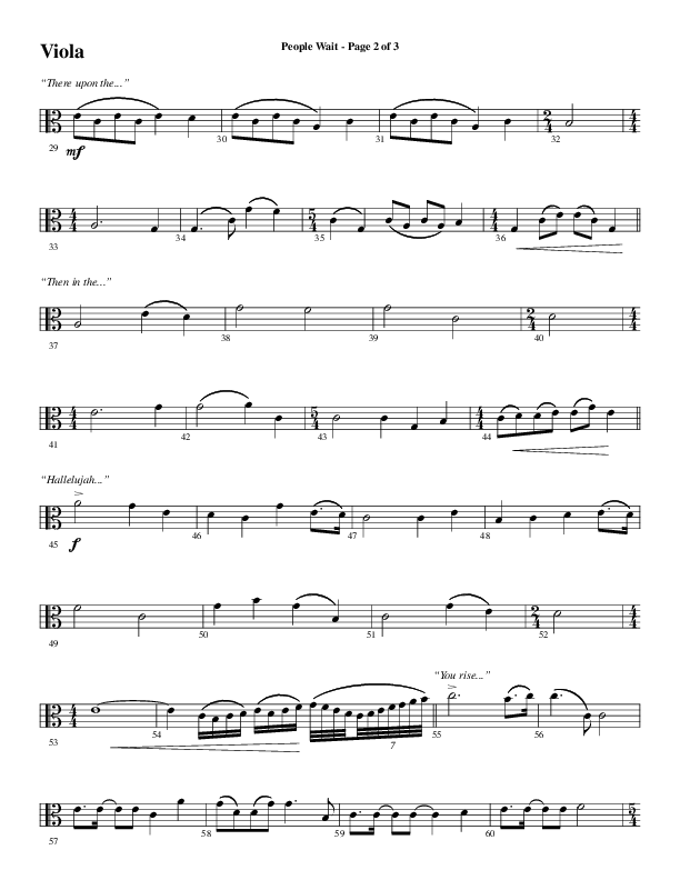 People Wait (Choral Anthem SATB) Viola (Word Music Choral / Arr. Gary Rhodes / Orch. Tim Cates)