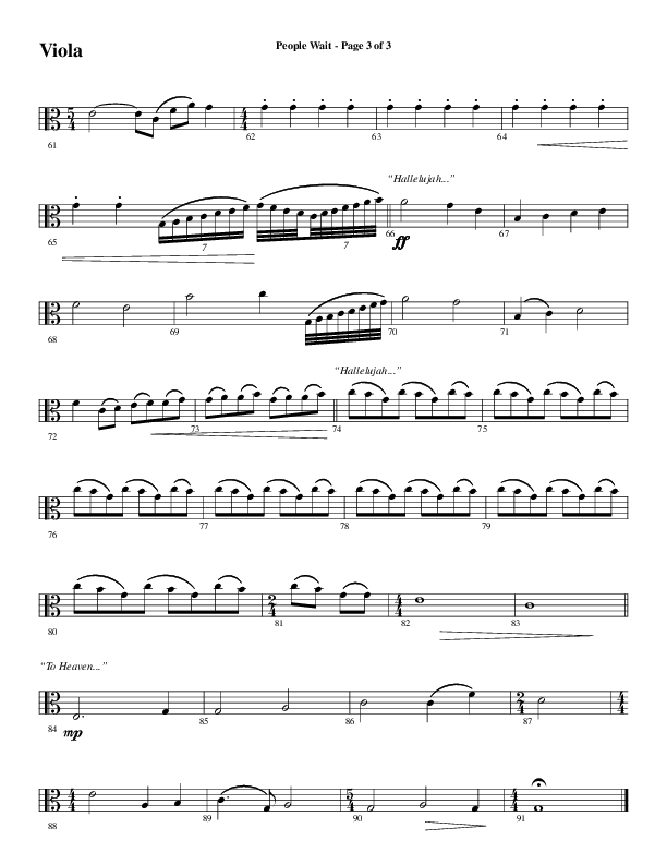People Wait (Choral Anthem SATB) Viola (Word Music Choral / Arr. Gary Rhodes / Orch. Tim Cates)