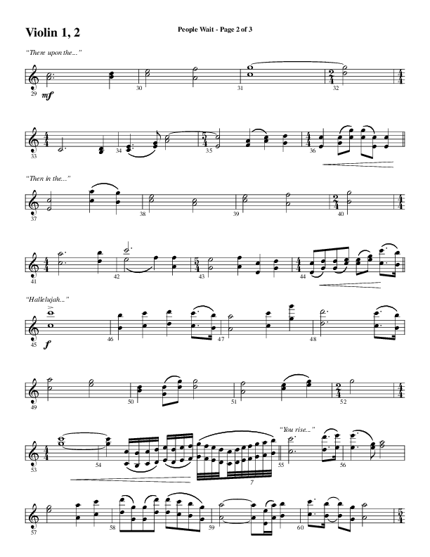 People Wait (Choral Anthem SATB) Violin 1/2 (Word Music Choral / Arr. Gary Rhodes / Orch. Tim Cates)