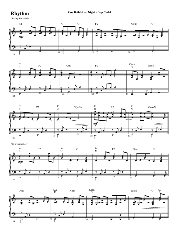 One Bethlehem Night (Choral Anthem SATB) Rhythm Chart (Word Music Choral / Arr. Cliff Duren)