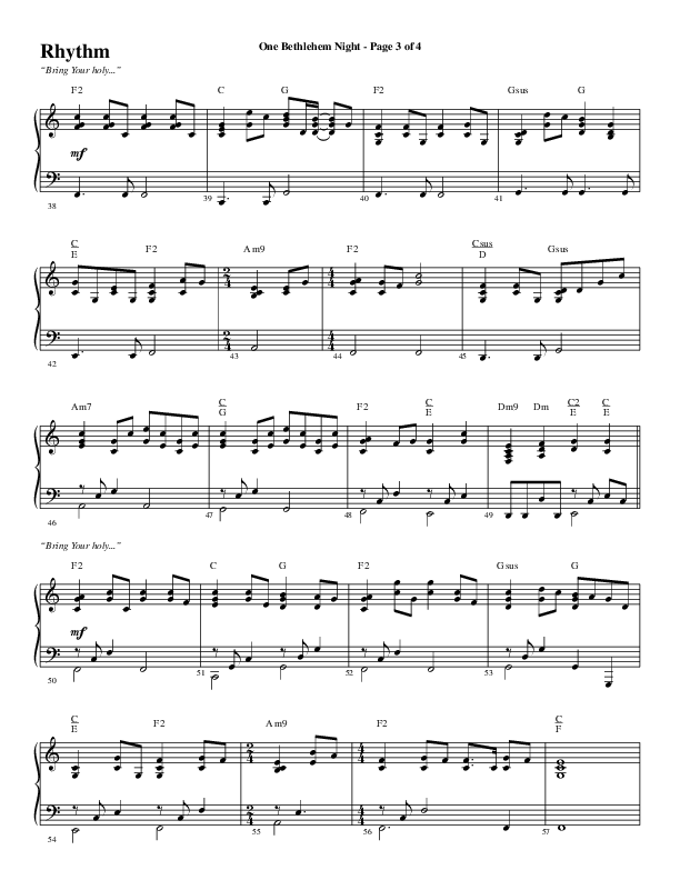 One Bethlehem Night (Choral Anthem SATB) Rhythm Chart (Word Music Choral / Arr. Cliff Duren)