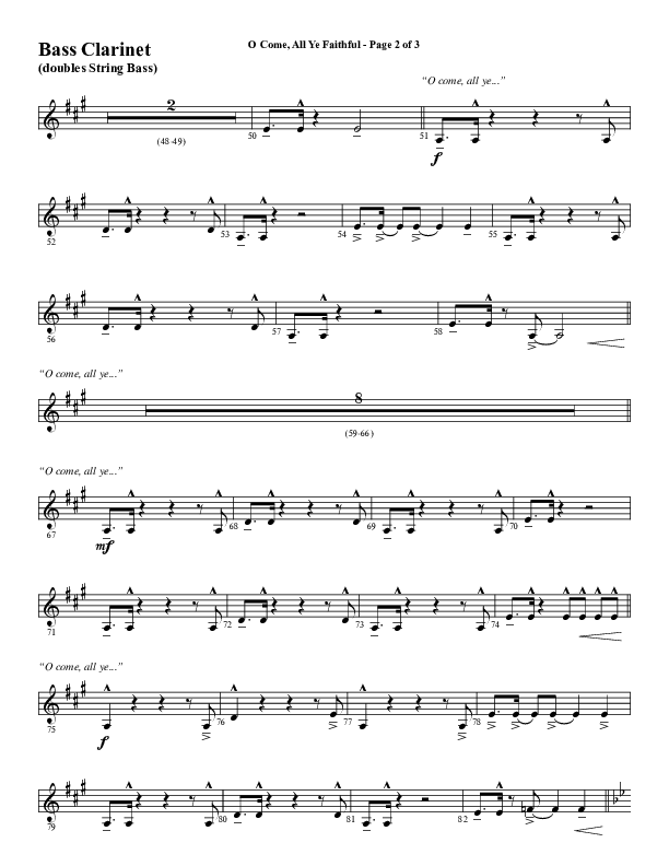 O Come All Ye Faithful (Choral Anthem SATB) Bass Clarinet (Word Music Choral / Arr. Cliff Duren)