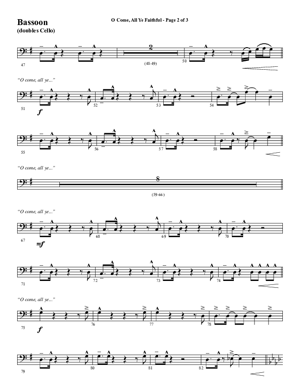 O Come All Ye Faithful (Choral Anthem SATB) Bassoon (Word Music Choral / Arr. Cliff Duren)