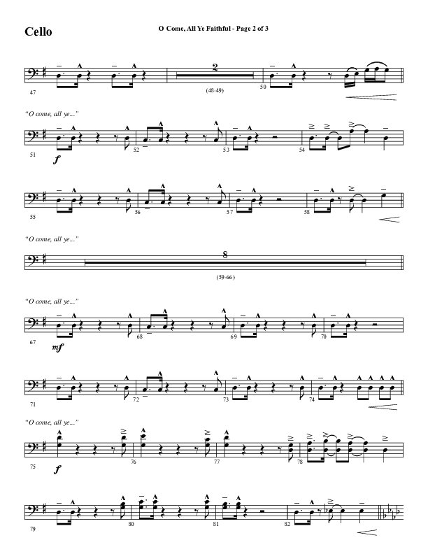 O Come All Ye Faithful (Choral Anthem SATB) Cello (Word Music Choral / Arr. Cliff Duren)