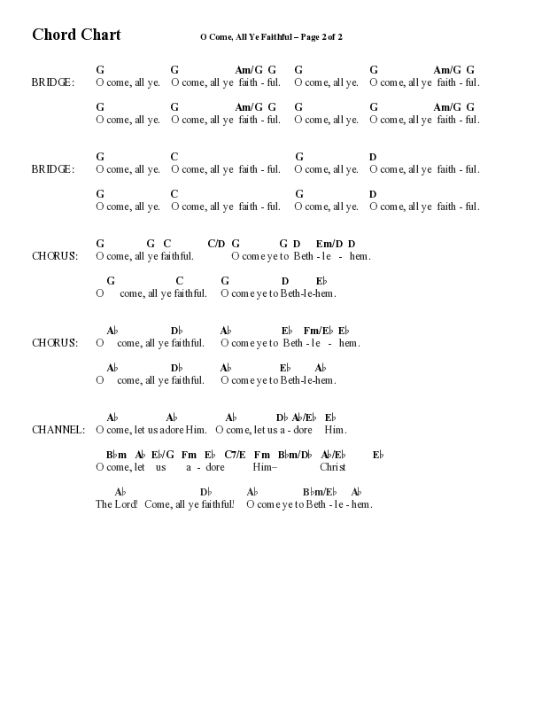 O Come All Ye Faithful (Choral Anthem SATB) Chord Chart (Word Music Choral / Arr. Cliff Duren)