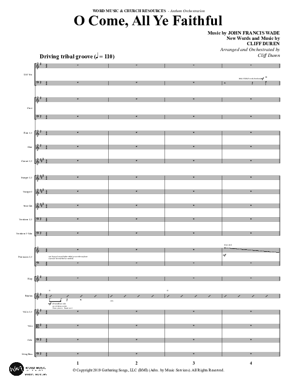 O Come All Ye Faithful (Choral Anthem SATB) Conductor's Score (Word Music Choral / Arr. Cliff Duren)