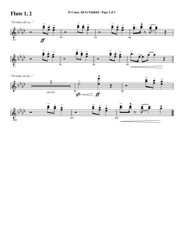 O Come All Ye Faithful (Choral Anthem SATB) Flute 1/2 (Word Music Choral / Arr. Cliff Duren)