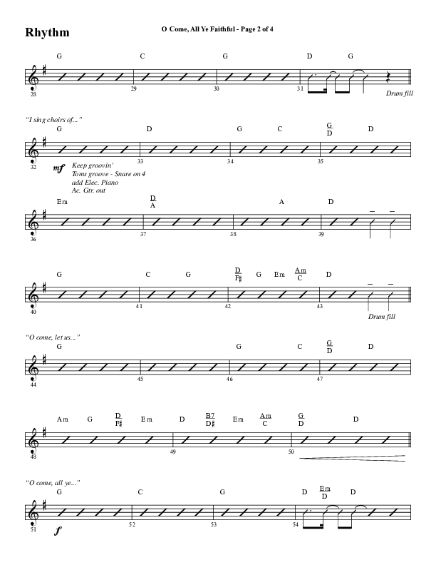 O Come All Ye Faithful (Choral Anthem SATB) Rhythm Chart (Word Music Choral / Arr. Cliff Duren)