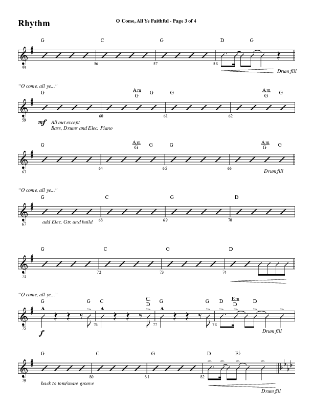 O Come All Ye Faithful (Choral Anthem SATB) Rhythm Chart (Word Music Choral / Arr. Cliff Duren)