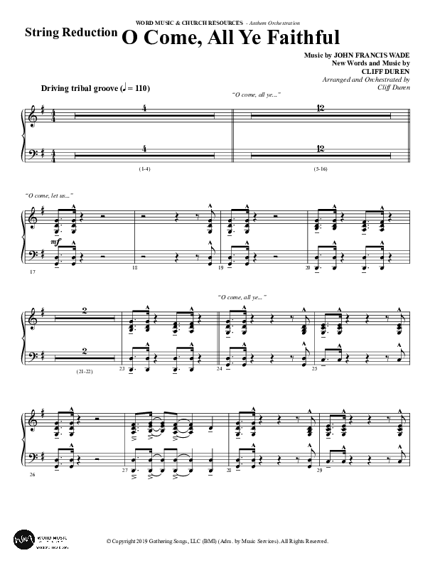 O Come All Ye Faithful (Choral Anthem SATB) String Reduction (Word Music Choral / Arr. Cliff Duren)