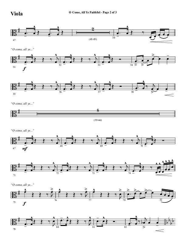 O Come All Ye Faithful (Choral Anthem SATB) Viola (Word Music Choral / Arr. Cliff Duren)