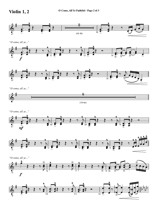 O Come All Ye Faithful (Choral Anthem SATB) Violin 1/2 (Word Music Choral / Arr. Cliff Duren)
