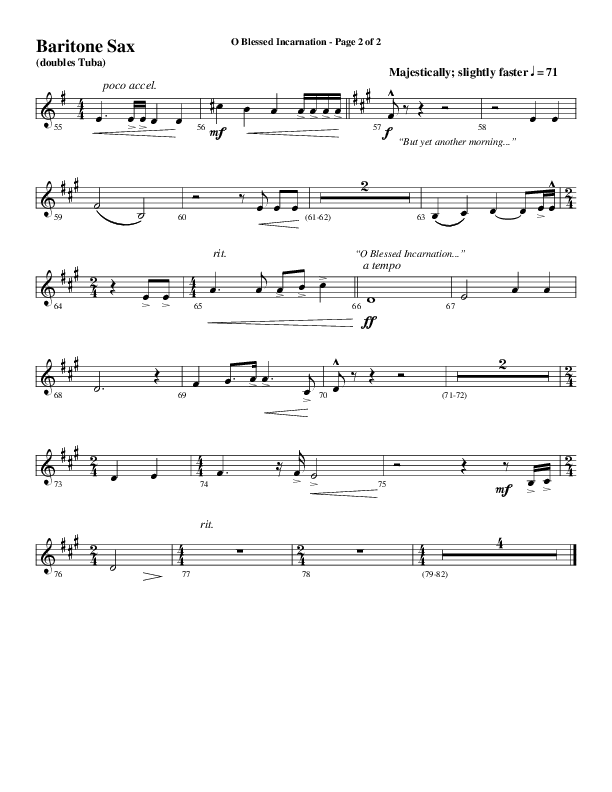 O Blessed Incarnation (Choral Anthem SATB) Bari Sax (Word Music Choral / Arr. Mark McClure)