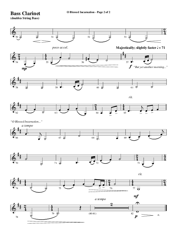 O Blessed Incarnation (Choral Anthem SATB) Bass Clarinet (Word Music Choral / Arr. Mark McClure)