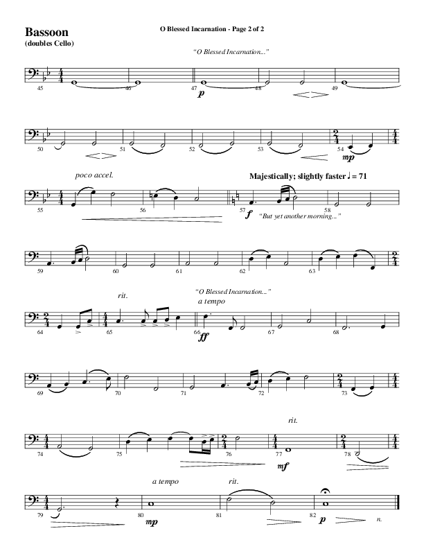 O Blessed Incarnation (Choral Anthem SATB) Bassoon (Word Music Choral / Arr. Mark McClure)
