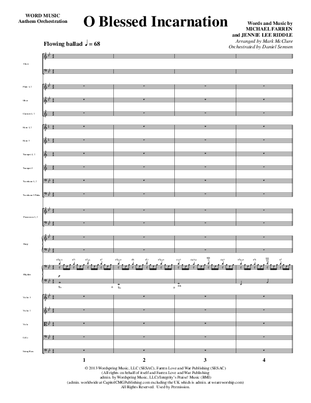 O Blessed Incarnation (Choral Anthem SATB) Orchestration (Word Music Choral / Arr. Mark McClure)