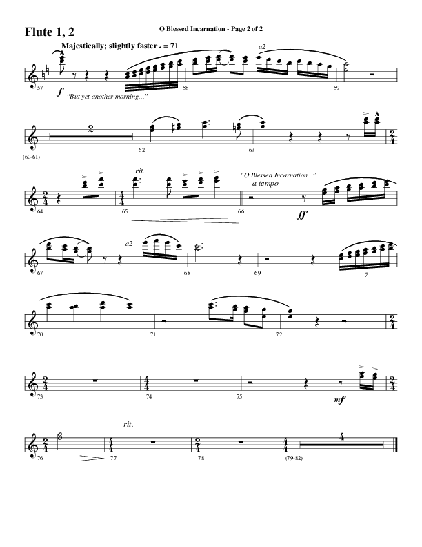 O Blessed Incarnation (Choral Anthem SATB) Flute 1/2 (Word Music Choral / Arr. Mark McClure)