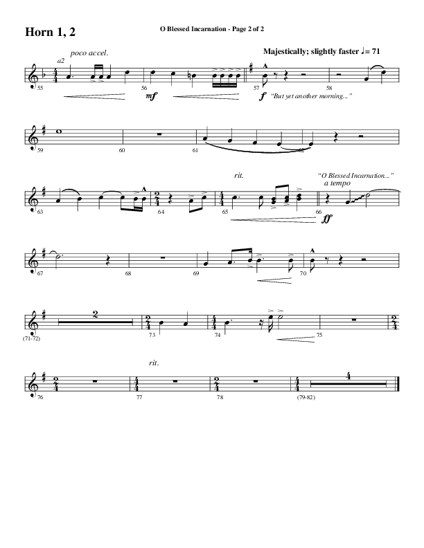 O Blessed Incarnation (Choral Anthem SATB) French Horn 1/2 (Word Music Choral / Arr. Mark McClure)