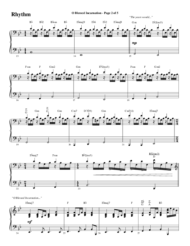 O Blessed Incarnation (Choral Anthem SATB) Rhythm Chart (Word Music Choral / Arr. Mark McClure)