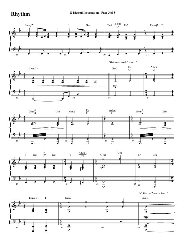 O Blessed Incarnation (Choral Anthem SATB) Rhythm Chart (Word Music Choral / Arr. Mark McClure)