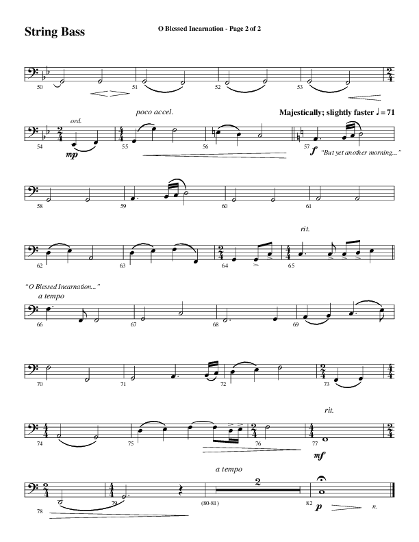 O Blessed Incarnation (Choral Anthem SATB) String Bass (Word Music Choral / Arr. Mark McClure)