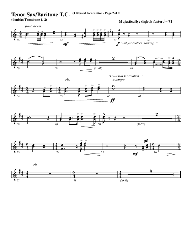 O Blessed Incarnation (Choral Anthem SATB) Tenor Sax/Baritone T.C. (Word Music Choral / Arr. Mark McClure)