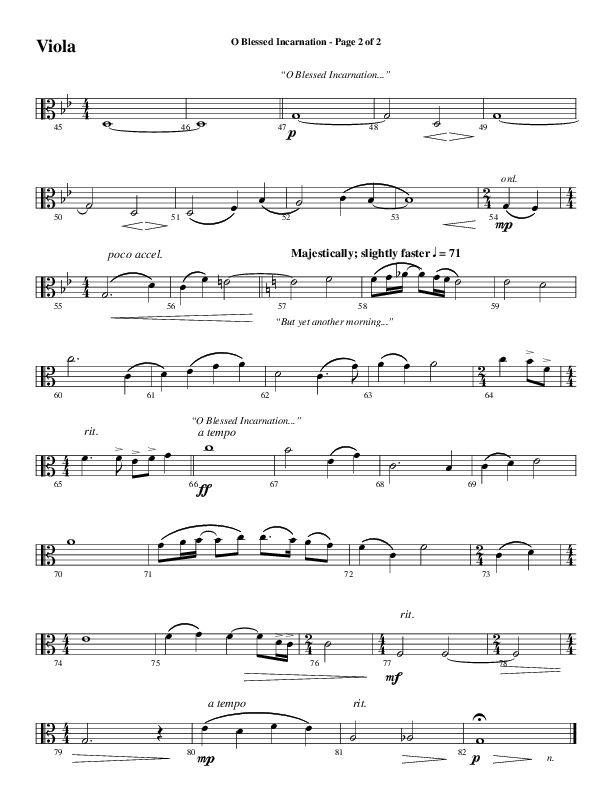 O Blessed Incarnation (Choral Anthem SATB) Viola (Word Music Choral / Arr. Mark McClure)
