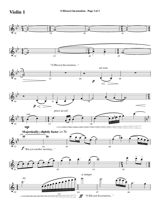 O Blessed Incarnation (Choral Anthem SATB) Violin 1 (Word Music Choral / Arr. Mark McClure)