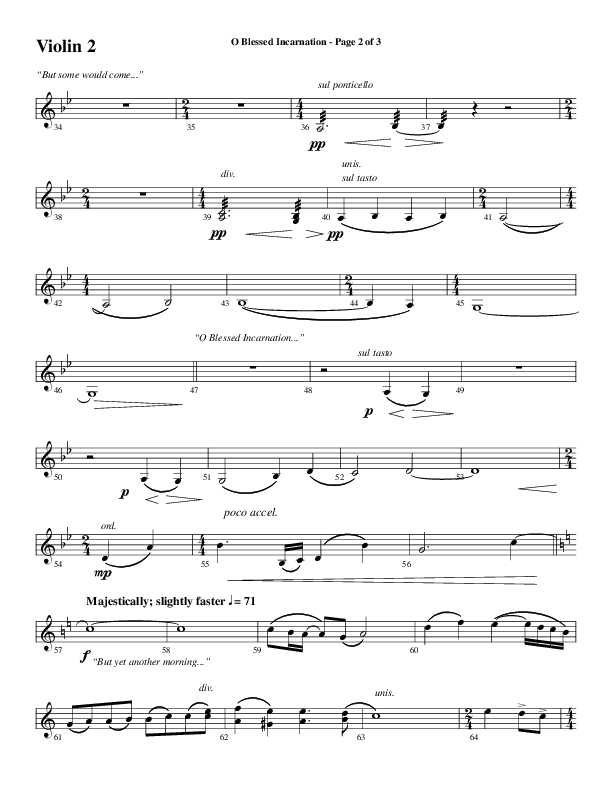 O Blessed Incarnation (Choral Anthem SATB) Violin 2 (Word Music Choral / Arr. Mark McClure)