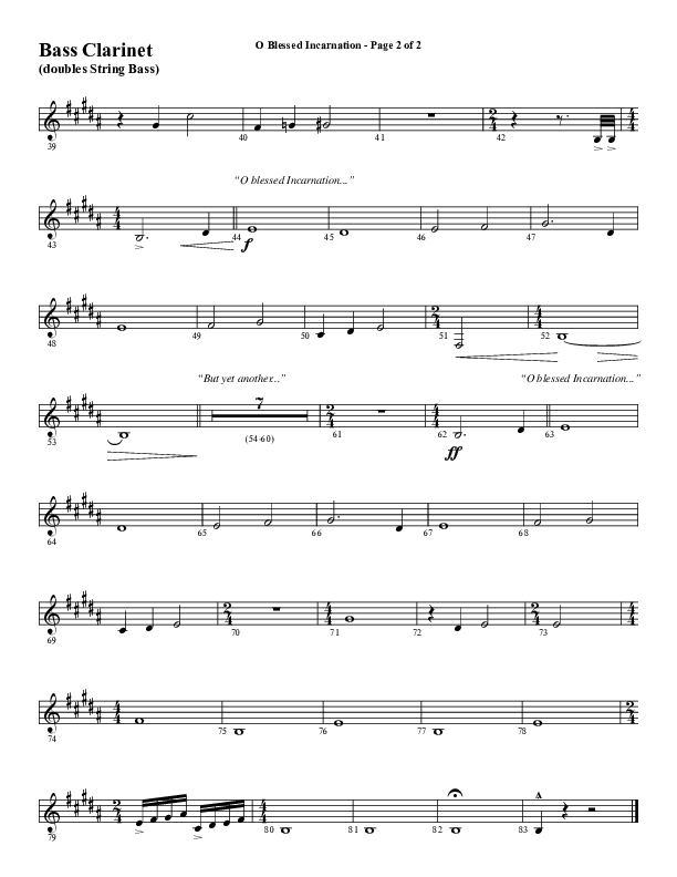 O Blessed Incarnation (Choral Anthem SATB) Bass Clarinet (Word Music Choral / Arr. Dave Williamson)