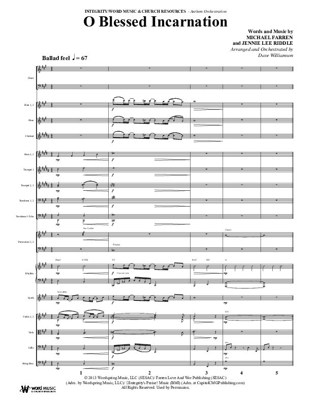 O Blessed Incarnation (Choral Anthem SATB) Conductor's Score (Word Music Choral / Arr. Dave Williamson)