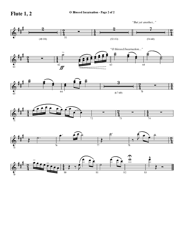 O Blessed Incarnation (Choral Anthem SATB) Flute 1/2 (Word Music Choral / Arr. Dave Williamson)