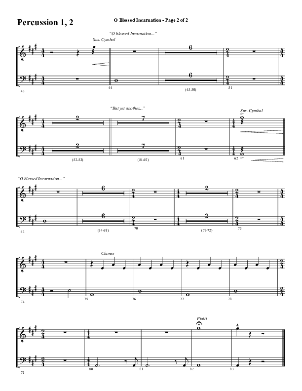 O Blessed Incarnation (Choral Anthem SATB) Percussion 1/2 (Word Music Choral / Arr. Dave Williamson)