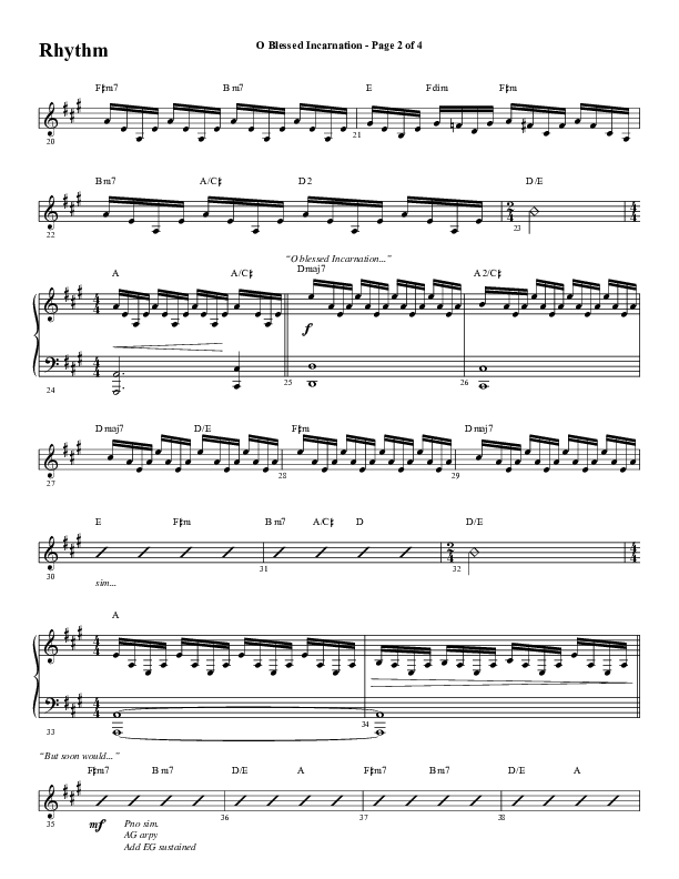O Blessed Incarnation (Choral Anthem SATB) Rhythm Chart (Word Music Choral / Arr. Dave Williamson)