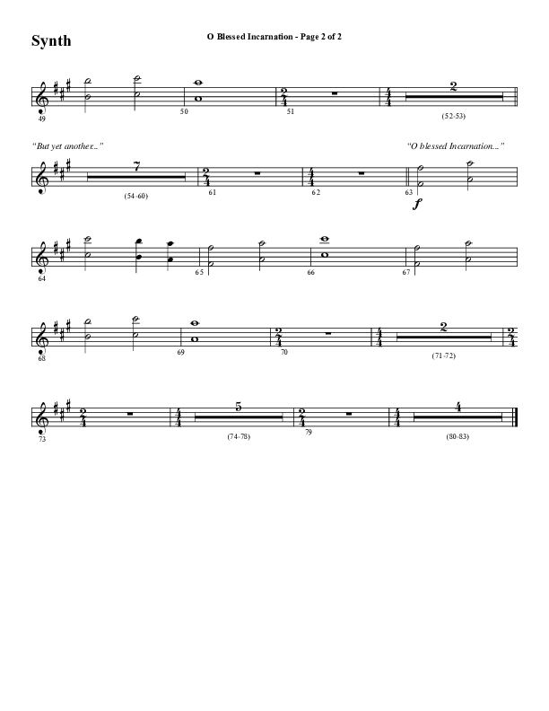 O Blessed Incarnation (Choral Anthem SATB) Synth (Word Music Choral / Arr. Dave Williamson)