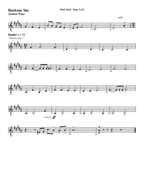 Noel Noel (Instrumental) Bari Sax (Word Music Choral / Arr. Marty Parks)