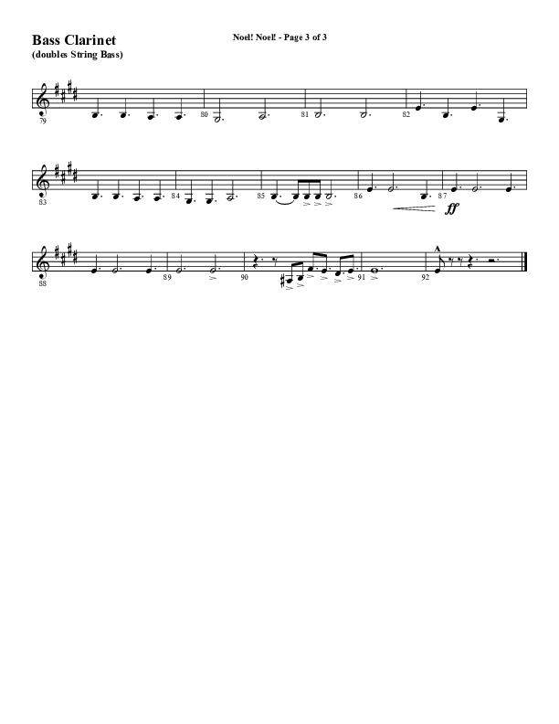 Noel Noel (Instrumental) Bass Clarinet (Word Music Choral / Arr. Marty Parks)