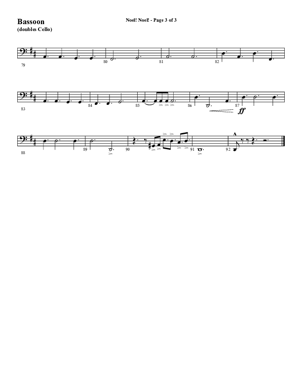 Noel Noel (Choral Anthem SATB) Bassoon (Word Music Choral / Arr. Marty Parks)