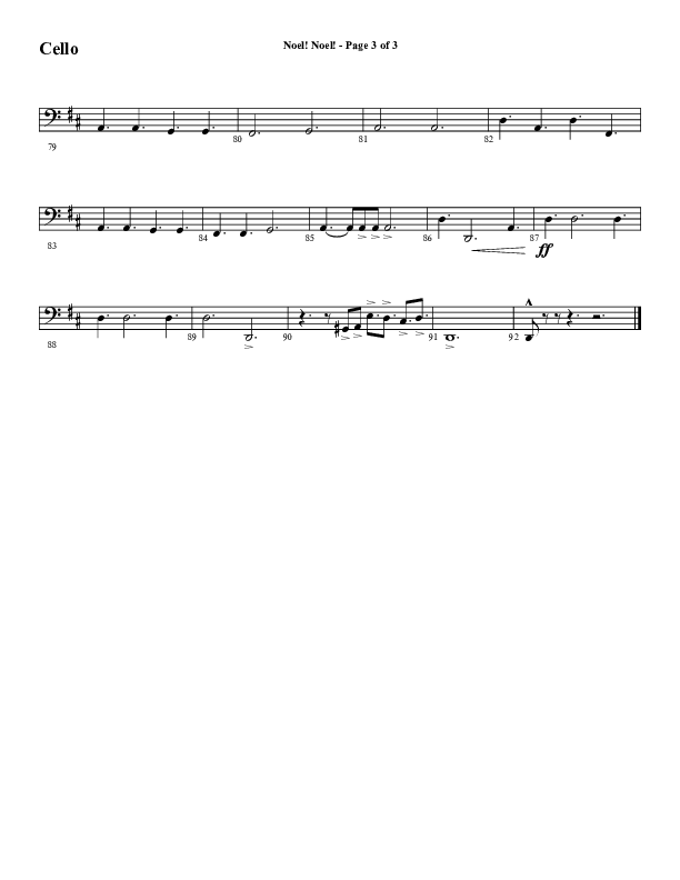 Noel Noel (Choral Anthem SATB) Cello (Word Music Choral / Arr. Marty Parks)