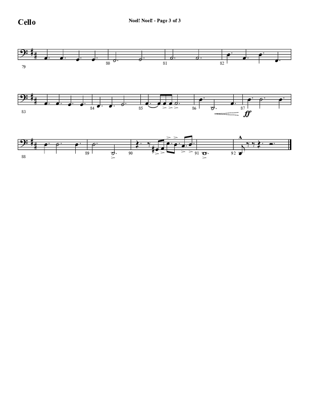 Noel Noel (Instrumental) Cello (Word Music Choral / Arr. Marty Parks)