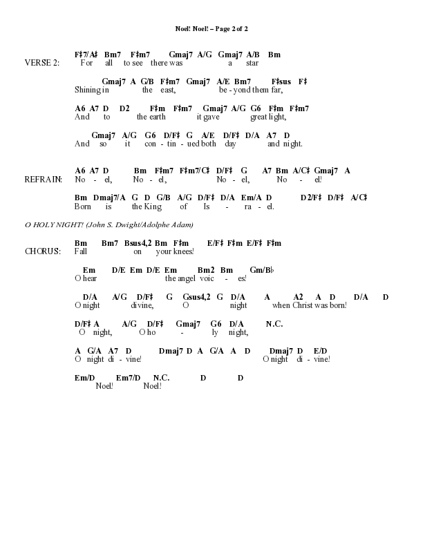 Noel Noel (Instrumental) Chord Chart (Word Music Choral / Arr. Marty Parks)