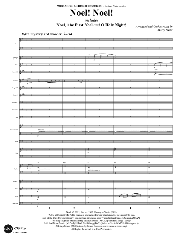 Noel Noel (Instrumental) Conductor's Score (Word Music Choral / Arr. Marty Parks)