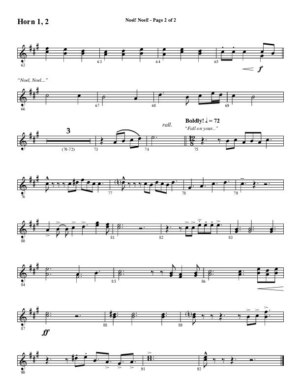 Noel Noel (Instrumental) French Horn 1/2 (Word Music Choral / Arr. Marty Parks)